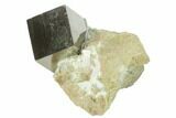 .82" Shiny, Natural Pyrite Cube In Rock - Navajun, Spain - #131146-1